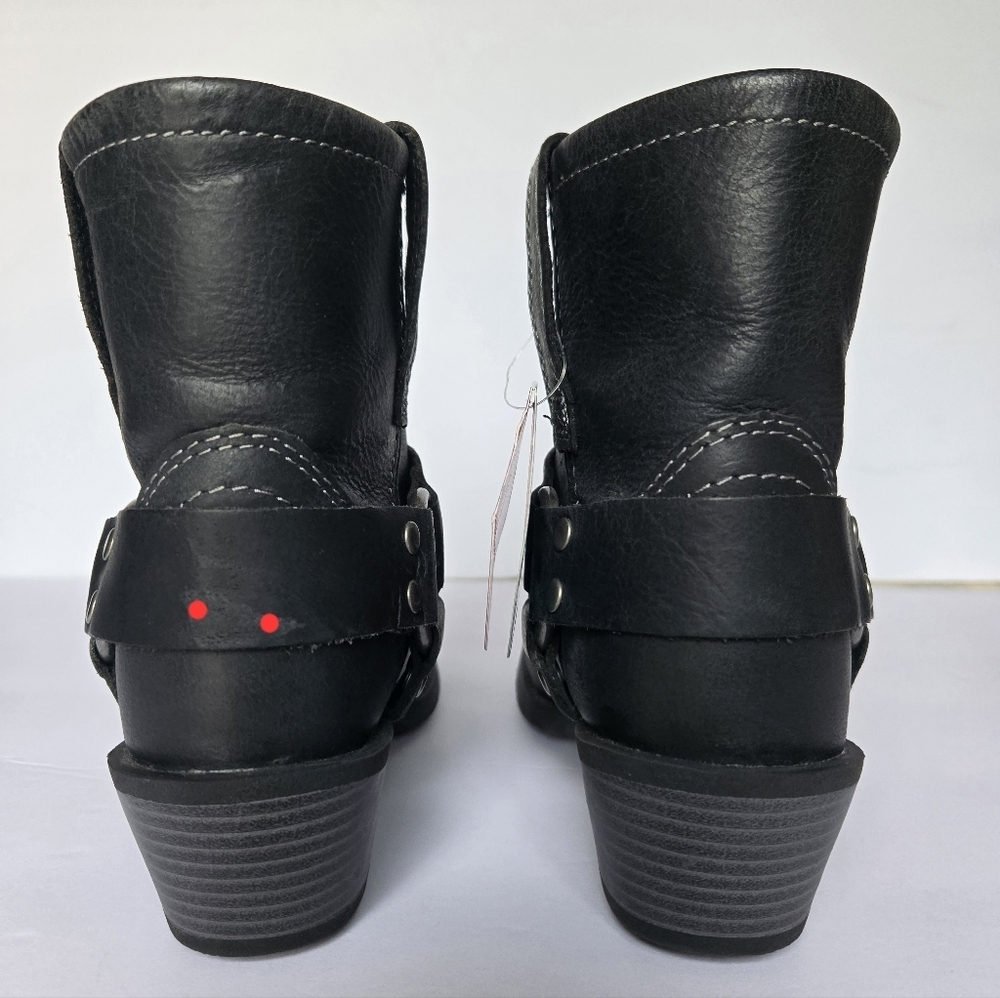 NWT JUSTIN BOOTS , Black Leather Ankle Boots. Size 6B - Picture 10 of 12